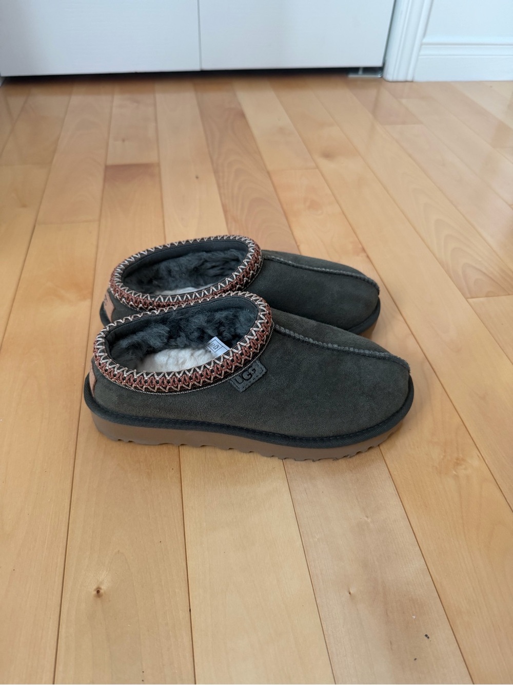 UGG Olive Green Shearling-Lined Slip-On Moccasins